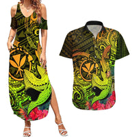 Hawaii Couples Matching Summer Maxi Dress and Hawaiian Shirt Kanaka Map With Polynesian Shark Tattoo Reggae Unique LT14 Reggae - Polynesian Pride
