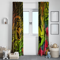 Hawaii Window Curtain Kanaka Map With Polynesian Shark Tattoo Reggae Unique LT14 - Polynesian Pride