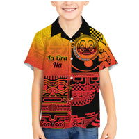 Personalised Ia Ora Na Marquesas Islands Family Matching Mermaid Dress and Hawaiian Shirt Mata Tiki Marquesan Tattoo LT14 Son's Shirt Red - Polynesian Pride