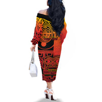 Personalised Ia Ora Na Marquesas Islands Family Matching Off Shoulder Long Sleeve Dress and Hawaiian Shirt Mata Tiki Marquesan Tattoo LT14 - Polynesian Pride
