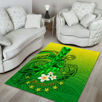 Kia Orana Cook Islands Area Rug Kuki Airani Tattoo Pattern With Sea Turtle LT14 - Polynesian Pride