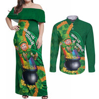 St Patrick's Day Hawaii Couples Matching Off Shoulder Maxi Dress and Long Sleeve Button Shirt Hauoli Maoli Funny Shaka Leprechaun
