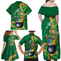 St Patrick's Day Hawaii Family Matching Off Shoulder Maxi Dress and Hawaiian Shirt Hauoli Maoli Funny Shaka Leprechaun LT14 - Polynesian Pride