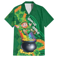 St Patrick's Day Hawaii Family Matching Short Sleeve Bodycon Dress and Hawaiian Shirt Hauoli Maoli Funny Shaka Leprechaun LT14 Dad's Shirt - Short Sleeve Green - Polynesian Pride