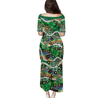 St Patrick's Day Palaka Hawaii Family Matching Puletasi and Hawaiian Shirt Kukui Nut Pikake Lei Shamrock Dabbing Leprechaun LT14 - Polynesian Pride