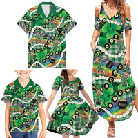 St Patrick's Day Palaka Hawaii Family Matching Summer Maxi Dress and Hawaiian Shirt Kukui Nut Pikake Lei Shamrock Dabbing Leprechaun LT14 - Polynesian Pride