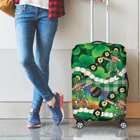 St Patrick's Day Palaka Hawaii Luggage Cover Kukui Nut Pikake Lei Shamrock Dabbing Leprechaun