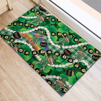 St Patrick's Day Palaka Hawaii Rubber Doormat Kukui Nut Pikake Lei Shamrock Dabbing Leprechaun