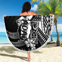 Hafa Adai Guam Discovery Day Beach Blanket Chamorro Latte Stone Hand Black Version