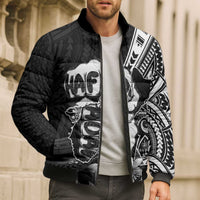 Hafa Adai Guam Discovery Day Bomber Puffer Jacket Chamorro Latte Stone Hand Black Version