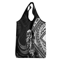 Hafa Adai Guam Discovery Day Grocery Bag Chamorro Latte Stone Hand Black Version