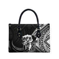Hafa Adai Guam Discovery Day Leather Bag Chamorro Latte Stone Hand Black Version