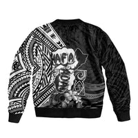 Hafa Adai Guam Discovery Day Sleeve Zip Bomber Jacket Chamorro Latte Stone Hand Black Version