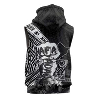 Hafa Adai Guam Discovery Day Sleeveless Zip Hoodie Chamorro Latte Stone Hand Black Version