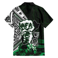 Hafa Adai Guam Discovery Day Family Matching Off Shoulder Maxi Dress and Hawaiian Shirt Chamorro Latte Stone Hand Green Version LT14 - Polynesian Pride