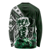 Hafa Adai Guam Discovery Day Long Sleeve Shirt Chamorro Latte Stone Hand Green Version