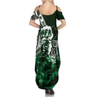 Hafa Adai Guam Discovery Day Summer Maxi Dress Chamorro Latte Stone Hand Green Version