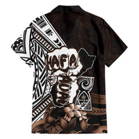 Hafa Adai Guam Discovery Day Family Matching Tank Maxi Dress and Hawaiian Shirt Chamorro Latte Stone Hand Brown Version LT14 - Polynesian Pride