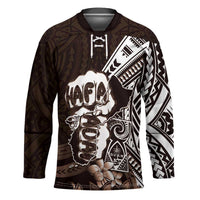 Hafa Adai Guam Discovery Day Hockey Jersey Chamorro Latte Stone Hand Brown Version