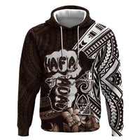 Hafa Adai Guam Discovery Day Zip Hoodie Chamorro Latte Stone Hand Brown Version