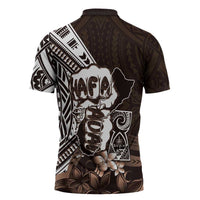 Hafa Adai Guam Discovery Day Zipper Polo Shirt Chamorro Latte Stone Hand Brown Version
