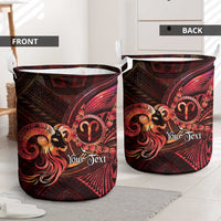 Personalised Polynesia Zodiac Aries Laundry Basket Galaxy Polynesian Pattern Chest Tattoo Style