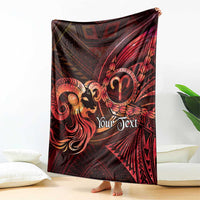 Personalised Polynesia Zodiac Aries Blanket Galaxy Polynesian Pattern Chest Tattoo Style