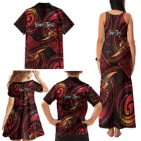 Personalised Polynesia Zodiac Aries Family Matching Tank Maxi Dress and Hawaiian Shirt Galaxy Polynesian Pattern Chest Tattoo Style