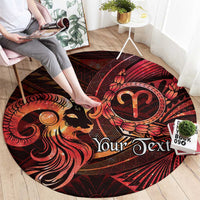 Personalised Polynesia Zodiac Aries Round Carpet Galaxy Polynesian Pattern Chest Tattoo Style
