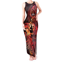 Personalised Polynesia Zodiac Aries Tank Maxi Dress Galaxy Polynesian Pattern Chest Tattoo Style