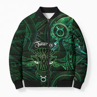 Personalised Polynesia Zodiac Taurus Bomber Puffer Jacket Galaxy Polynesian Pattern Chest Tattoo Style