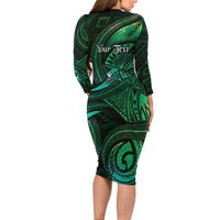Personalised Polynesia Zodiac Taurus Family Matching Long Sleeve Bodycon Dress and Hawaiian Shirt Galaxy Polynesian Pattern Chest Tattoo Style