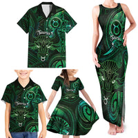 Personalised Polynesia Zodiac Taurus Family Matching Tank Maxi Dress and Hawaiian Shirt Galaxy Polynesian Pattern Chest Tattoo Style