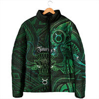 Personalised Polynesia Zodiac Taurus Padded Jacket Galaxy Polynesian Pattern Chest Tattoo Style