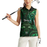 Personalised Polynesia Zodiac Taurus Women Sleeveless Polo Shirt Galaxy Polynesian Pattern Chest Tattoo Style