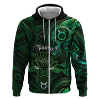 Personalised Polynesia Zodiac Taurus Zip Hoodie Galaxy Polynesian Pattern Chest Tattoo Style