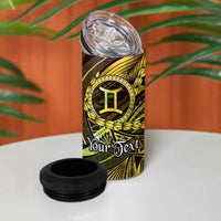 Personalised Polynesia Zodiac Gemini 4 in 1 Can Cooler Tumbler Galaxy Polynesian Pattern Chest Tattoo Style