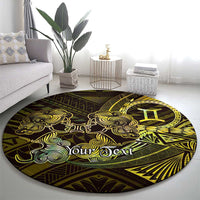Personalised Polynesia Zodiac Gemini Round Carpet Galaxy Polynesian Pattern Chest Tattoo Style