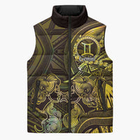 Personalised Polynesia Zodiac Gemini Sleeveless Puffer Jacket Galaxy Polynesian Pattern Chest Tattoo Style