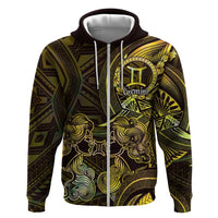 Personalised Polynesia Zodiac Gemini Zip Hoodie Galaxy Polynesian Pattern Chest Tattoo Style