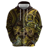 Personalised Polynesia Zodiac Gemini Zip Hoodie Galaxy Polynesian Pattern Chest Tattoo Style