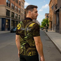 Personalised Polynesia Zodiac Gemini Zipper Polo Shirt Galaxy Polynesian Pattern Chest Tattoo Style