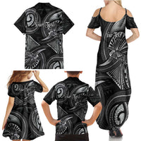 Personalised Polynesia Zodiac Cancer Family Matching Summer Maxi Dress and Hawaiian Shirt Galaxy Polynesian Pattern Chest Tattoo Style