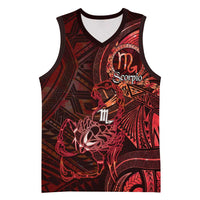 Personalised Polynesia Zodiac Scorpio Basketball Jersey Galaxy Polynesian Pattern Chest Tattoo Style
