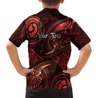 Personalised Polynesia Zodiac Scorpio Family Matching Off Shoulder Maxi Dress and Hawaiian Shirt Galaxy Polynesian Pattern Chest Tattoo Style