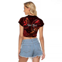 Personalised Polynesia Zodiac Scorpio Raglan Cropped T Shirt Galaxy Polynesian Pattern Chest Tattoo Style