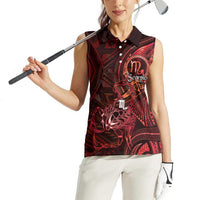 Personalised Polynesia Zodiac Scorpio Women Sleeveless Polo Shirt Galaxy Polynesian Pattern Chest Tattoo Style