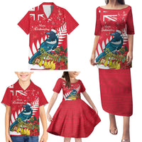 New Zealand Christmas In July Family Matching Puletasi and Hawaiian Shirt Tui Bird With Kowhai Meri Kirihimete LT14 - Polynesian Pride