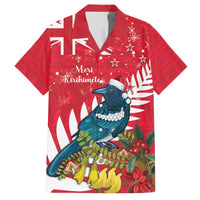New Zealand Christmas In July Hawaiian Shirt Tui Bird With Kowhai Meri Kirihimete LT14 Red - Polynesian Pride