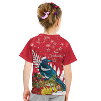 New Zealand Christmas In July Kid T Shirt Tui Bird With Kowhai Meri Kirihimete